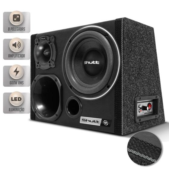 Imagem de Caixa Trio Som Amplificada 8" Subwoofer Shutt Concept Slim 600w Driver + Corneta + Tweeter + Módulo