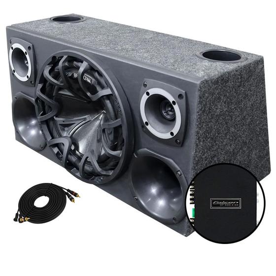 Caixa Trio Som Completa Bravox 350w + Módulo Falcon Df500.4 Menor preço em Caixa Trio Som Completa Bravox 350w + Módulo Falcon Df500.4