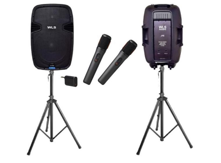 Imagem de Caixa WLS J15 Ativa + J15 Passiva + 2 Mic s/fio JBL+Pedestal