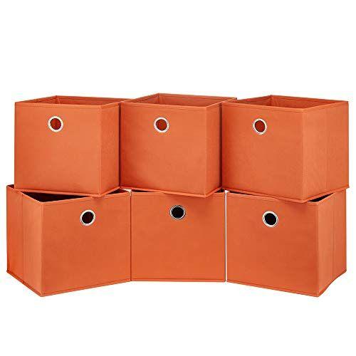 Imagem de Caixas de armazenamento do cubo laranja 11x11x11 Cubos de armazenamento decorativo Caixas Dobráveis Cestas de armazenamento organizador Tecido Cubbies Gavetas Dobráveis Cubos desarmados insere armazenamento para prateleiras organizadoras de armários, Q