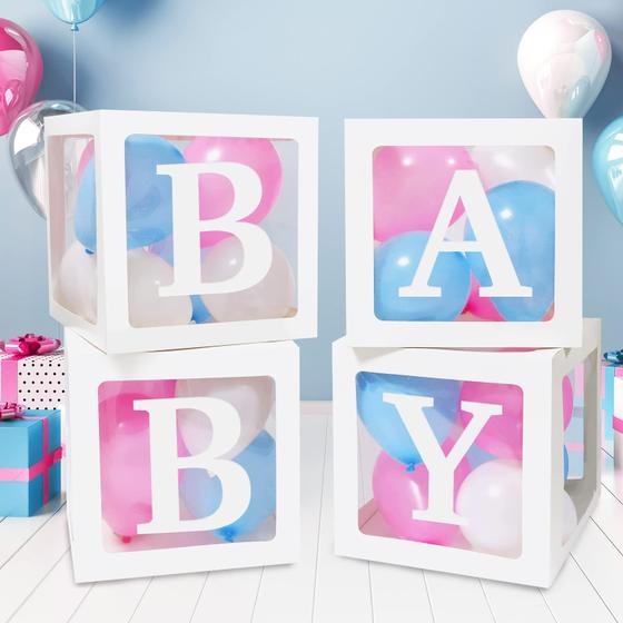 Imagem de Caixas de balão RUBFAC Baby Shower Gender Reveal com 41 letras