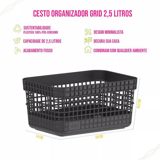 Imagem de Caixas Organizadoras Cestos Grid 2,5 litros