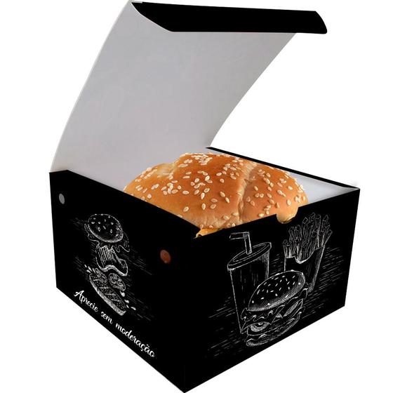 Imagem de Caixinha Box Embalagem Hamburger Gourmet 200un Preto