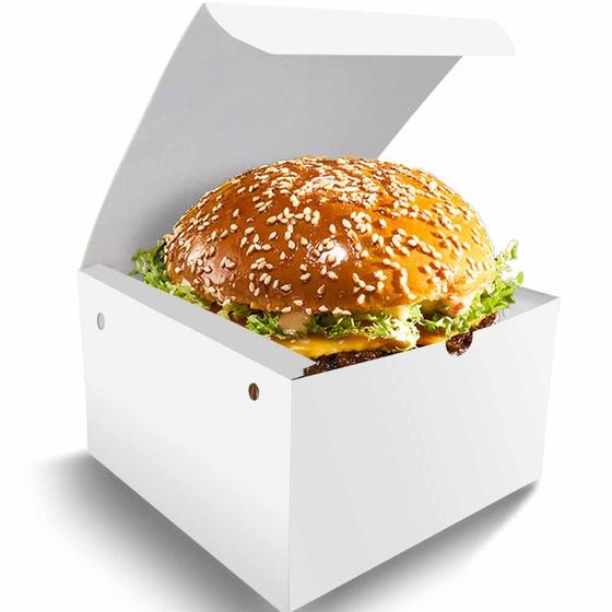 Imagem de Caixinha Box Embalagem Para Hamburguer Gourmet 1000Un Branco