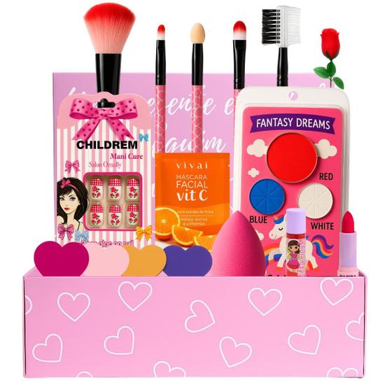 Imagem de Caixinha Kit De Maquiagem Infantil Para Criança Presente Top