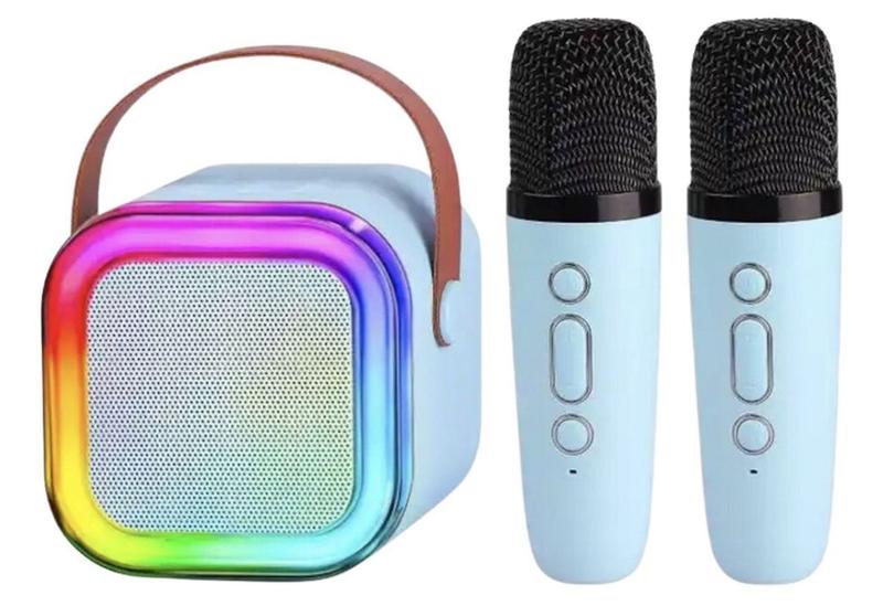 Imagem de Caixinha Microfone Duplo Bluetooth Sem Fio Youtube Karaoke Infantil