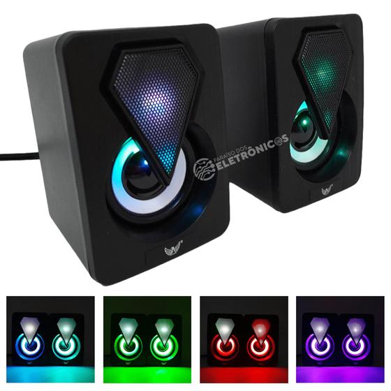 Imagem de Caixinha Multimídia LED Colorido Estéreo Para Notebook 3Wx2 RMS AL3082