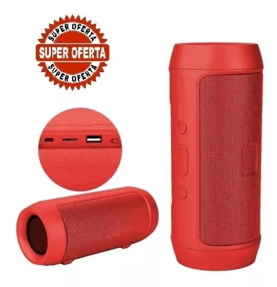 Imagem de Caixinha Som Bluetooth Sem Fio Charge Portátil Recarregável Vermelha