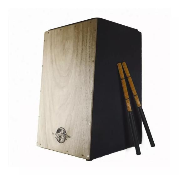 Imagem de Cajon (carron) Elétrico Liso Percussionline + Vassourinhas