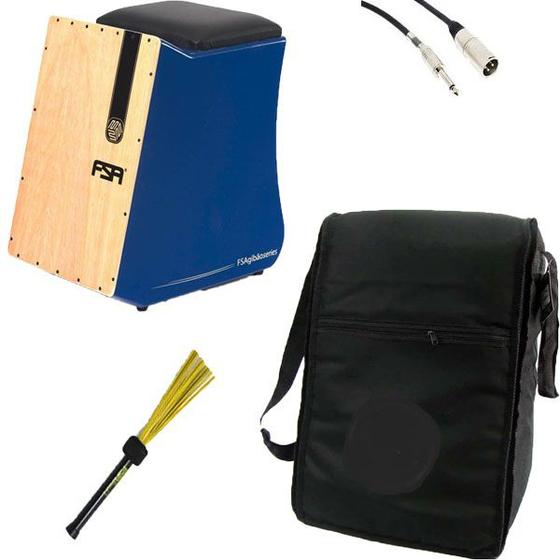 Cajon Eletrico FSA Gibão FGB6503 C/ Captação Dupla Azul + Capa