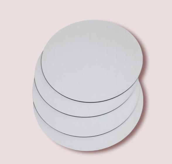 Imagem de Cake Board 25cm em Mdf Branco 3mm Para Confeitaria e frios Borda Liso Com 10 Tabuleiros para bolos