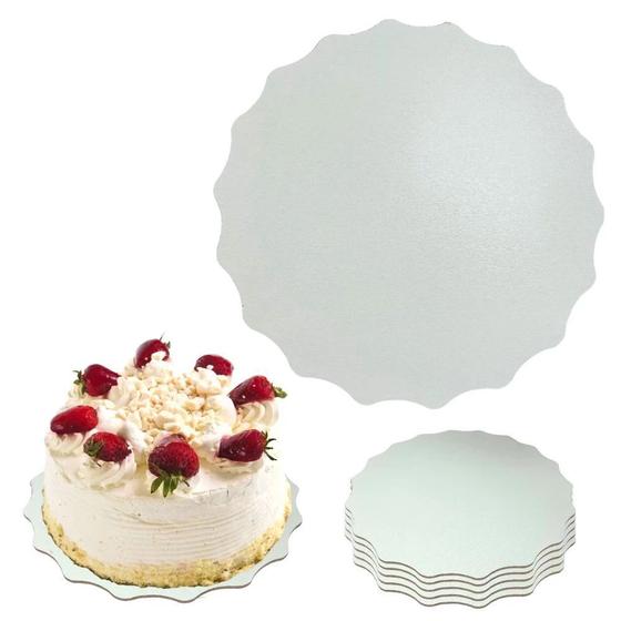 Imagem de Cake Board 26 Cm Base para Bolo Ondulada 5 Unidades Mdf Branco  Digoarts 