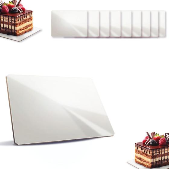Imagem de Cake Board 30x40cm MDF 3mm Retangular 10 Un Prato Para Bolo Confeitaria