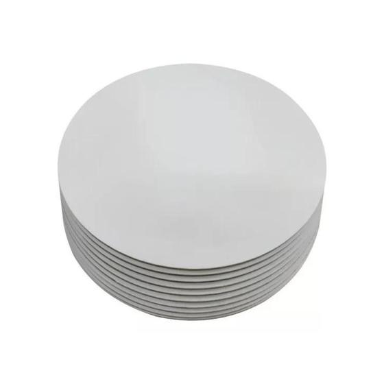 Imagem de Cake board Bolo Mdf 3mm Redondo 25cm Branco (10 Unidades)