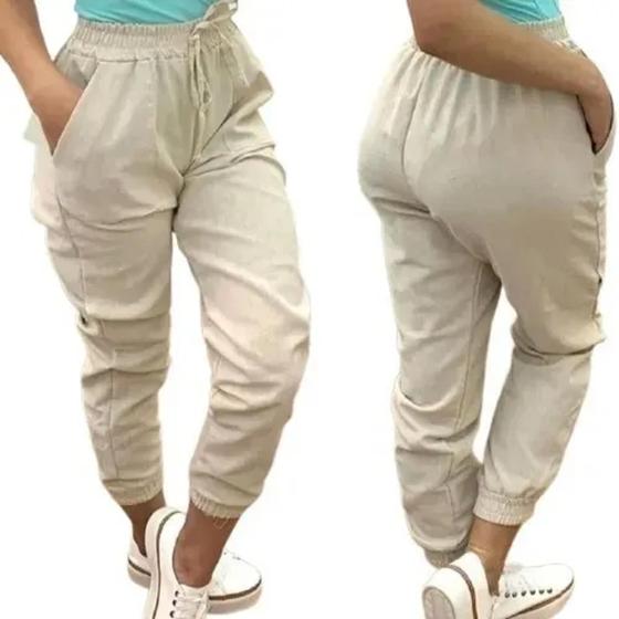 Imagem de Calça Alfaiataria  Feminina Linho Moda influence