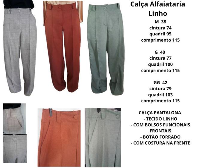 Imagem de Calça  alfaiataria feminina pantalona de linho.