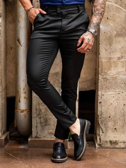 Calça Alfaiataria Masculina Italiana Skinny Preta - Conquest Menor preço em Calça Alfaiataria Masculina Italiana Skinny Preta - Conquest