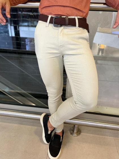 Imagem de Calça Alfaitaria Masculina Sarja Skinny Caqui