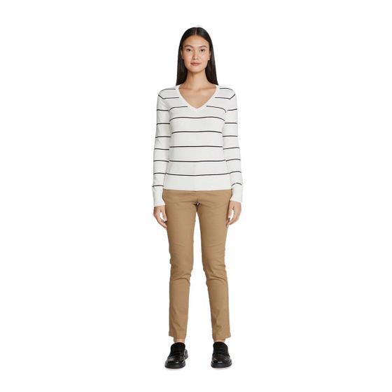 Calça Básica Feminina Cintura Média Chino Com Elastano Menor preço em Calça Básica Feminina Cintura Média Chino Com Elastano