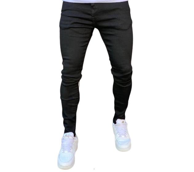 Imagem de calça basica jeans preta masculina slim lançamento ultima tendencia