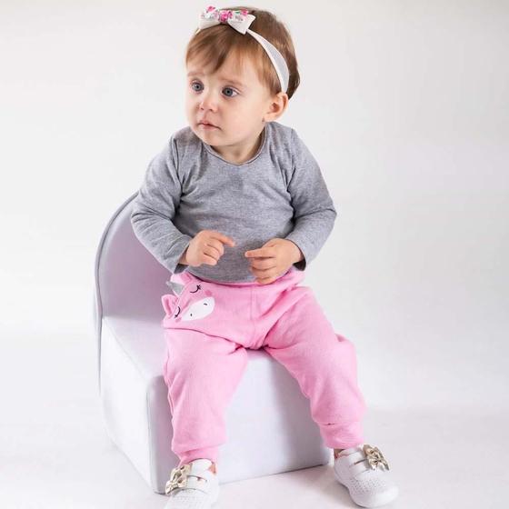 Imagem de Calça Bebê Menina Molecotton Unicórnio Rosa Serelepe