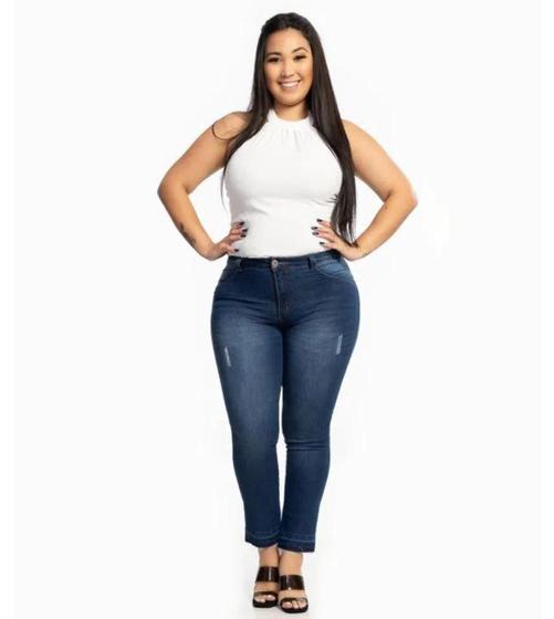 Imagem de Calça Biotipo Jeans Feminina Plus Size Skinny Midi