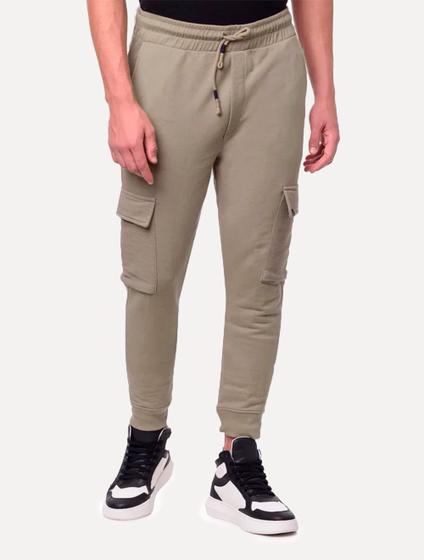 Imagem de Calça Calvin Klein Jeans Masculina Moletom CKJ Cargo Caqui Médio