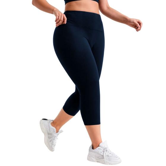 Imagem de Calça Capri Corsário Wolfox Plus Size Cintura Alta Tecido Suplex Feminino G1, G2, G3 e G4