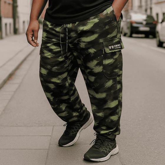 Calça Masculina CalÇa Camuflada Com ElÁstico Na Perna Calça Cargo