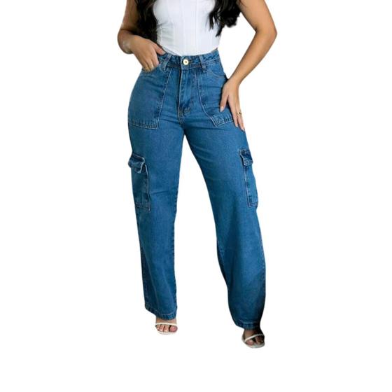 Calça CARGO jeans feminina wideleg - Trendy - Calça Jeans Feminina ...