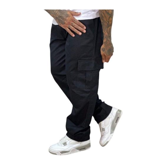 Imagem de Calça Cargo JEANS Larga Bolsos Lateral Skatista Streatwear