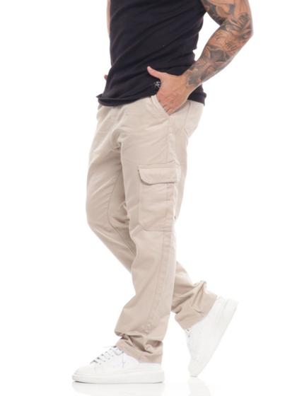 Calça Cargo Masculina 5 Bolsos skate StreetWear Larga Prata Caqui Bege Preta skatista Menor preço em Calça Cargo Masculina 5 Bolsos skate StreetWear Larga Prata Caqui Bege Preta skatista