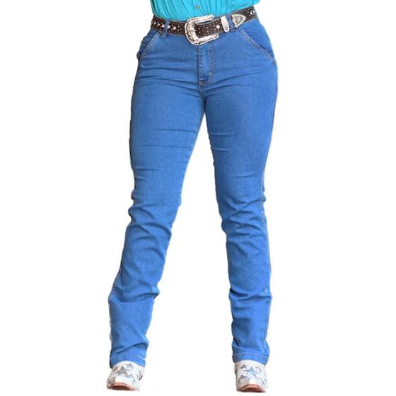 Imagem de Calça Carpinteira Reta Jeans Feminina C/ Lycra Country Clara