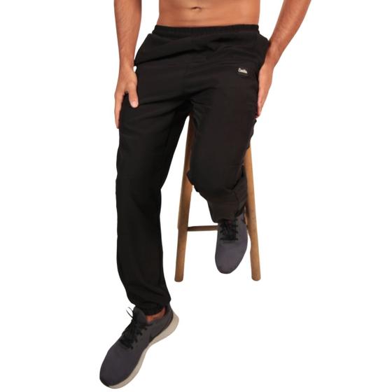 Imagem de Calça Corta Vento Masculina Jogger Básica Resistente à Água com Cordão de Regulagem e Bolso Lateral