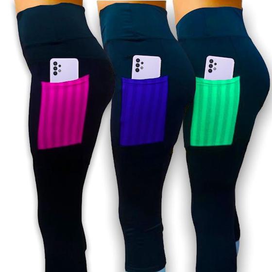 Imagem de Calça Cós Alto Fitness Leg Legging Treino Casual Bolso Celular 146