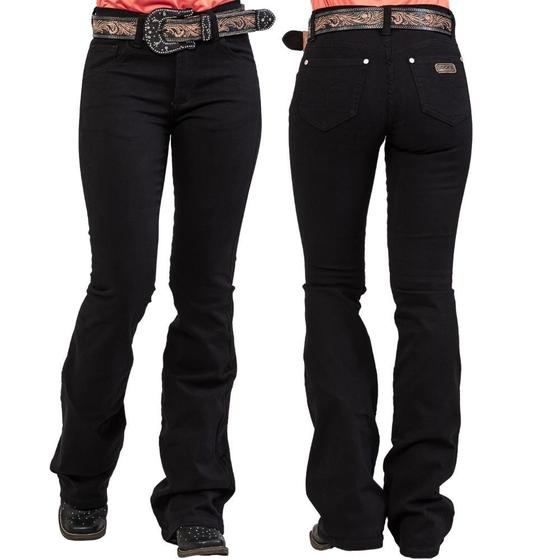 Imagem de Calça Country Feminina Docks Western Preta bootcut - Ref. 201663