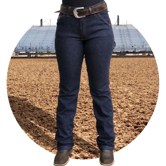 Imagem de Calça country feminina jeans carpinteira cowboy os boiadeiro