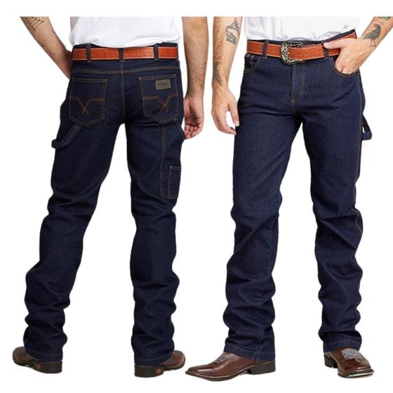 Imagem de Calça Country Masculina Carpinteira Pura Raça Amaciada Cowboy Trabalho Ref. 070514