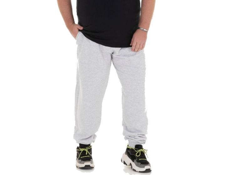 Imagem de Calça de moletom plus size 100% algodão masculina feminina 3 bolsos com punho M ao G3