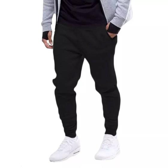 Imagem de Calça De Moletom Preto Slim Skinny Sport Treino Casual Unissex - JinkingStore