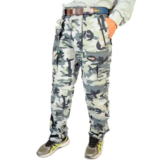 Imagem de Calça de Pesca MTK Amazon Vira Bermuda Com Proteção Solar Cor Camuflado Cinza