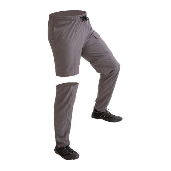 Imagem de Calça de Pesca Proteção Solar UV com Ziper Joelho Hidronatic Chumbo - Mar Negro P