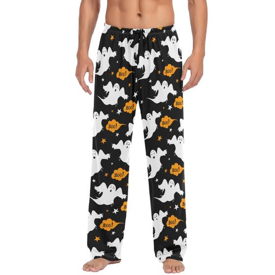 Imagem de Calça de pijama Ollabaky Halloween Boo Ghost para homens tamanho L