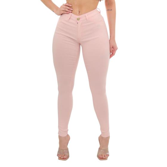 Imagem de Calça Feminina Bengaline Rosa Bebe Algodão Premium Tecido Leve Modela Corpo Tendência Cores Verão