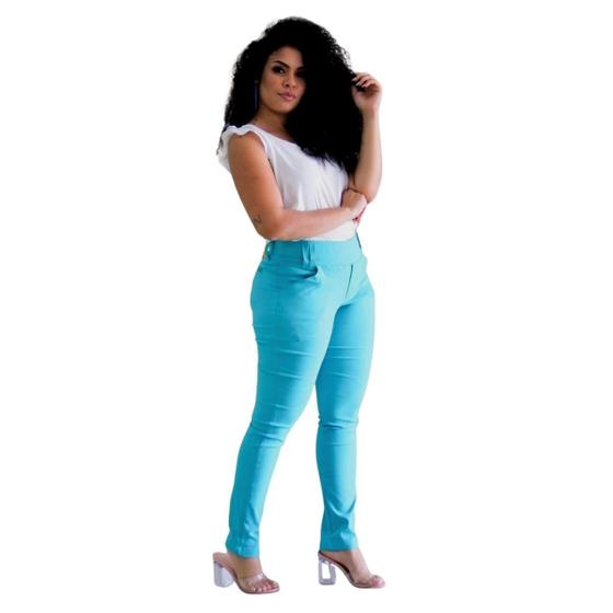 Imagem de Calça Feminina Bengaline Skinny Slim Social Plus Size Alto Conforto