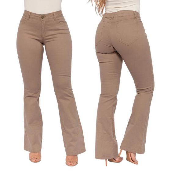 Calça Feminina Flare Boca De Sino Sarja Com Elastano - Macaw - Calça ...