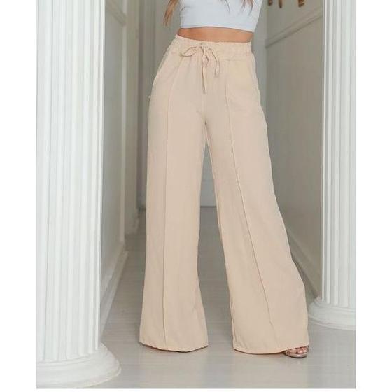 Imagem de Calça feminina  flare casual elástico na cintura elegante