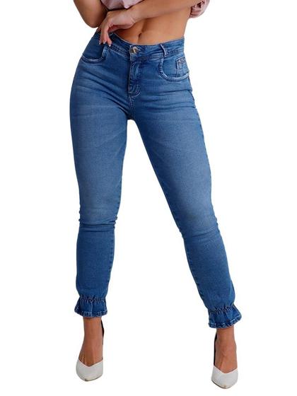 Imagem de Calça Feminina Jeans Cigarrete  Niina Safira Barra Puff