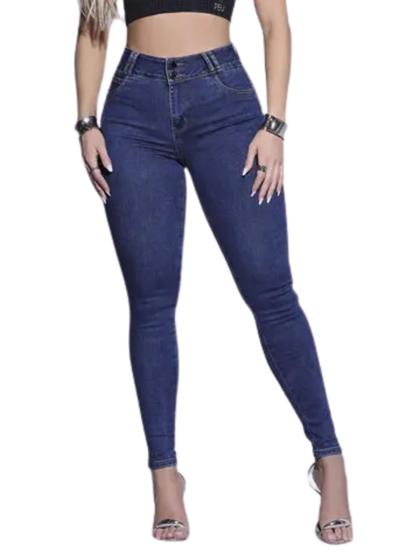 Imagem de Calça Feminina Jeans Escuro Modeladora Cós Largo Pitbull 84404