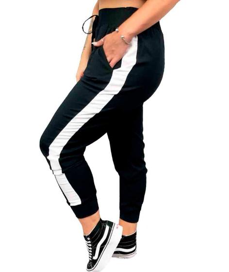 Imagem de Calça Feminina Jogger Listrada Moletom Inverno Ref.15342